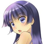  bad_id bad_pixiv_id bare_shoulders blue_eyes blue_hair blush close-up face gokou_ruri hime_cut long_hair looking_back onaka_sukisuki open_mouth ore_no_imouto_ga_konna_ni_kawaii_wake_ga_nai portrait simple_background solo surprised 