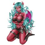  breasts cleavage demon_girl fang horn panties panty_&amp;_stocking_with_garterbelt red_skin scanty scanty_(psg) smile tail underwear wings 