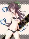  bad_id bad_pixiv_id black_bra black_hair black_panties bow bra breasts brown_hair caution green_bow hair_bow heart lingerie long_hair medium_breasts memanasanori navel nipples panties radiation_symbol red_eyes reiuji_utsuho solo strap_slip touhou underwear underwear_only 