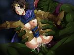  bestiality blush bottomless breasts censored chunsoft clenched_teeth cum cum_in_pussy cum_inside dragon_quest dragon_quest_iii enix held_up large_breasts monster nipples penis pussy rape roto sex short_hair teeth thighhighs torn_clothes vaginal 
