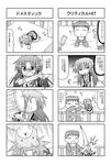  4koma =_= ^_^ baby closed_eyes comic greyscale kiri_(trouble_spirit) minami_(colorful_palette) minigirl monochrome multiple_4koma multiple_girls o3o original rattle stuffed_animal stuffed_toy teddy_bear translated trouble_spirit! yokomiya_satsuki 