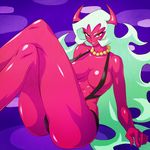  ass breasts cameltoe cleavage demon_girl fang horns large_breasts panty_&amp;_stocking_with_garterbelt red_skin scanty scanty_(psg) smile swimsuit 
