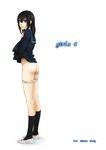  ass bad_id bad_pixiv_id black_hair original panties panty_pull school_uniform serafuku shoukaki_(earthean) skirt skirt_lift socks solo standing underwear 