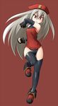  bad_id bad_pixiv_id elbow_gloves elena_trafalgar fingerless_gloves gloves ikune_juugo legs leotard long_hair original red_eyes red_leotard solo thighhighs white_hair 