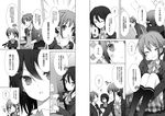  2girls comic cuteg greyscale inaba_himeko kokoro_connect monochrome multiple_girls nagase_iori official_art translated yaegashi_taichi 