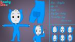  blue_fabric blue_onesie bootydox bulge butt child fake_cat_ears fake_ears fan_character hi_res human human_only mammal model_sheet not_furry onesie pen short short_stack smug solo video_games young 