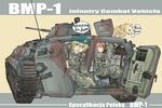  armored_personnel_carrier beret bmp-1 camouflage dog hat may_(darkcore) military military_uniform military_vehicle multiple_girls original poland polish translated uniform 