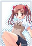  brown_eyes brown_hair miu_(c_blue) school_uniform shirai_kuroko solo sweater_vest thigh_strap to_aru_kagaku_no_railgun to_aru_majutsu_no_index twintails 