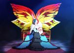  bad_id bad_pixiv_id child gen_5_pokemon kiyoi larvesta mother_and_daughter multiple_girls personification pokemon throne volcarona wings 
