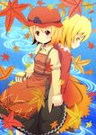  aki_minoriko aki_shizuha hat highres leaf maple_leaf multiple_girls short_hair siblings sisters touhou yamaneko_(lige) 