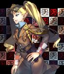  aiguillette asa_(y-asa) bad_id bad_pixiv_id blonde_hair blue_eyes elf holster military military_uniform necktie original pointy_ears solo twintails uniform 