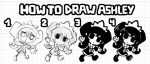  1girl :o ashley_(warioware) brooch child commentary dot_nose dress english_text greyscale how_to inawon jewelry long_sleeves looking_at_viewer monochrome neckerchief open_hands outstretched_arms pantyhose parted_lips shoes skull_brooch symbol-only_commentary tiara warioware 