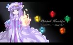  character_name crescent empty_eyes fire hat highres letterboxed long_hair patchouli_knowledge purple_eyes purple_hair saemon_(tonpura) solo touhou wallpaper 