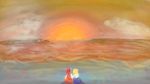  alice_margatroid hakurei_reimu multiple_girls nana_murasaki_(sevenpurple) ocean sunset touhou 