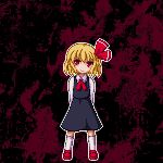 arms_behind_back bad_id bad_pixiv_id blonde_hair hair_ribbon lowres necktie pixel_art red_eyes ribbon rumia short_hair solo tome_(wolf) touhou 