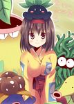  akane_souichi alternate_color bellsprout black_hair blush breast_squeeze breasts erika_(pokemon) gen_1_pokemon gloom hairband japanese_clothes kimono large_breasts oddish pokemon pokemon_(creature) pokemon_(game) pokemon_frlg shiny_pokemon short_hair smile tangela victreebel 