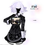  bra digital_media_player faceless ipad ipod izayoi_sakuya koumajou_densetsu koumajou_densetsu_1 laoism lavender_hair lingerie maid_headdress parody short_hair solo tablet_pc touhou underwear 