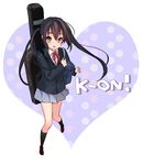  bag black_hair brown_eyes guitar_case highres instrument_case k-on! long_hair nakano_azusa neck_ribbon piyodera_mucha red_ribbon ribbon school_uniform solo twintails 