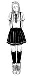  bad_id bad_pixiv_id dorohedoro greyscale kneehighs monochrome noi_(dorohedoro) shoes skirt sneakers solo suspenders younger 