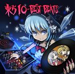  1girl album_cover alice_margatroid blue_eyes blue_hair bow bug cat caterpillar chain cirno cover dj fang hair_bow headphones iosys phonograph record shanghai_doll short_hair skull solo spider syringe touhou ume_(illegal_bible) yagokoro_eirin 