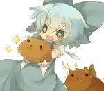  bad_id bad_pixiv_id blue_eyes blue_hair bow capybara cirno dress hair_bow masirosu short_hair solo touhou wings 