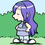  aono_miki charles_schulz_(style) choker closed_eyes fresh_precure! hairband hands_on_hips long_hair lowres parody peanuts precure purple_hair solo style_parody very_long_hair yoshino_(yoshizuya) 