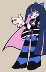  bad_id bad_pixiv_id blue_eyes blue_hair bow cat dress gothic_lolita hair_bow highres lolita_fashion long_hair multicolored_hair official_style panty_&amp;_stocking_with_garterbelt purple_hair smile solo stocking_(psg) striped striped_legwear thighhighs two-tone_hair 