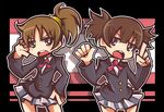  brown_eyes brown_hair hirasawa_ui k-on! md5_mismatch multiple_girls ponytail school_uniform short_hair suzuki_jun tom_(drpow) twintails 