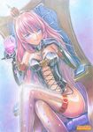  bad_id bad_pixiv_id crossed_legs crown cup drinking_glass elbow_gloves gloves long_hair mayo_riyo megurine_luka sitting solo spill thighhighs throne very_long_hair vocaloid wine_glass 