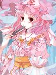  bad_id bad_pixiv_id chachi_(azuzu) hat pink_eyes pink_hair ribbon saigyouji_yuyuko solo touhou 
