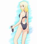  ass blonde_hair blue_eyes competition_swimsuit looking_back one-piece_swimsuit original short_hair solo swim_cap swimsuit yuto_(bluesky5656) 