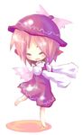  chibi closed_eyes dancing hat kuroneko_no_toorimichi lowres mystia_lorelei open_mouth pink short_hair solo touhou wide_sleeves 