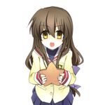  bad_id bad_pixiv_id brown_eyes brown_hair clannad hikarizaka_private_high_school_uniform ibuki_fuuko long_hair school_uniform shacttainw solo starfish 