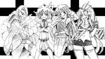  4girls \m/ adiane anti-materiel_rifle artist_request bikini_top bracelet flower gloves greyscale gun hair_flower hair_ornament hairclip highres jewelry kiyal monochrome multiple_girls nia_teppelin ponytail rifle scorpion_tail sketch sniper_rifle tail tengen_toppa_gurren_lagann wallpaper weapon yoko_littner 