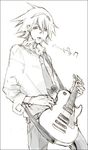  greyscale guitar instrument katsura_miya les_paul male_focus monochrome plectrum sketch solo soul_eater soul_eater_(character) 