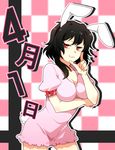  :3 animal_ears april_fools bunny_ears gradient_hair inaba_tewi multicolored_hair older rex_k solo touhou 