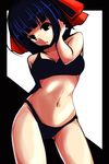  amami_haruka bad_id bad_pixiv_id black_bra black_eyes black_hair black_panties bra breasts cleavage hair_ribbon highres idolmaster idolmaster_(classic) lingerie medium_breasts natsu_(anta_tte_hitoha) navel panties ribbon short_hair solo underwear underwear_only 