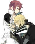  asbel_lhant bad_id bad_pixiv_id blonde_hair blue_eyes brown_hair cape closed_eyes male_focus multiple_boys richard_(tales) tales_of_(series) tales_of_graces white_background zenmai 