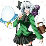  alternate_costume black_hairband blue_eyes hairband konpaku_youmu konpaku_youmu_(ghost) sailor_collar school_uniform shangorilla short_hair silver_hair skirt solo thighhighs touhou zettai_ryouiki 