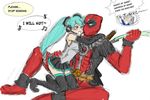  cable_(marvel) crossover deadpool english hatsune_miku leek marvel mask musical_note spring_onion tsundere vocaloid 