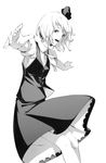  bow dress greyscale hair_bow hair_ribbon happy monochrome open_mouth outstretched_arms realistic ribbon rumia short_hair smile solo sousou_(sousouworks) spread_arms touhou 