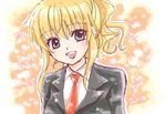  blonde_hair grey_eyes maekawa_suu necktie oekaki ponytail solo umineko_no_naku_koro_ni ushiromiya_jessica 