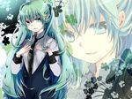  armband green_eyes green_hair hands_on_own_chest hatsune_miku long_hair mariwai_(marireroy) necktie solo vocaloid 