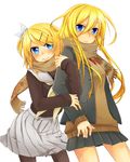  blonde_hair blue_eyes casual colorized hair_ornament hairclip kagamine_rin lily_(vocaloid) multiple_girls pantyhose scarf ui_(rot) vocaloid 