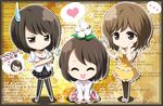  asou_misaki bad_id bad_pixiv_id black_eyes black_hair blush breasts brown_hair chibi closed_eyes dress fatal_frame fatal_frame_4 flower isumi_(i-spixi) medium_breasts minazuki_ruka multiple_girls pantyhose short_hair skirt smile thighhighs tsukimori_madoka 