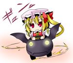  :3 bat bat_wings blonde_hair blush_stickers car chibi flandre_scarlet ground_vehicle hat ichimi motor_vehicle red_eyes short_hair side_ponytail solo touhou v-shaped_eyebrows wavy_mouth wings 