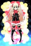  boots gothic_lolita gradient_hair lolita_fashion multicolored_hair original sakebuotoko santa_costume solo thigh_boots thighhighs twintails 