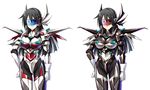  armor before_and_after black_hair dark_persona helmet justice_blade justice_blade_3 long_hair magical_girl sentai yuuki_saki 