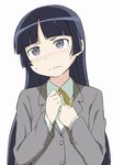  black_hair blush gokou_ruri kakami long_hair mole mole_under_eye ore_no_imouto_ga_konna_ni_kawaii_wake_ga_nai purple_eyes school_uniform solo 