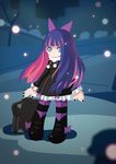  bow hair_bow multicolored_hair panty_&amp;_stocking_with_garterbelt pump_(pumpqmuq) snow solo stocking_(psg) striped striped_legwear thighhighs 